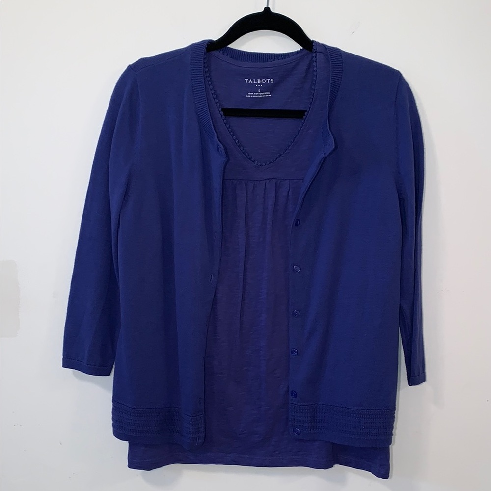 Talbots Deep Blue Cardigan and Top Set